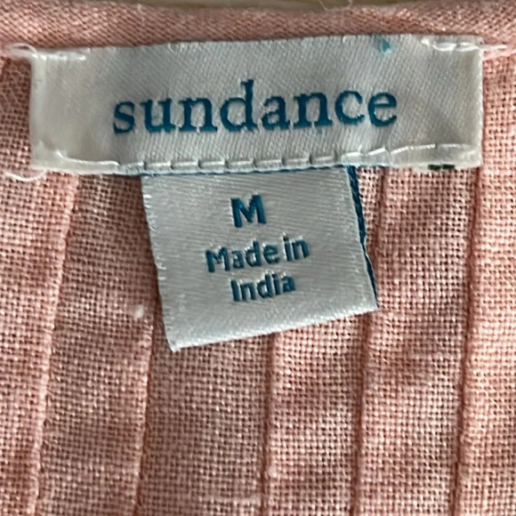 Sundance Linen Embroidered Balloon Sleeve Blouse in Peach - Size Medium - Picture 5 of 6